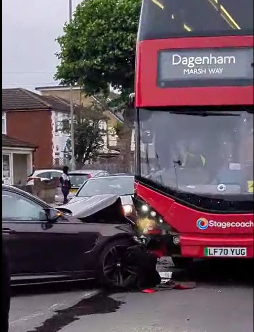 Car and Bus Collision Causes Traffic Disruption Near Dagenham Heathway Station